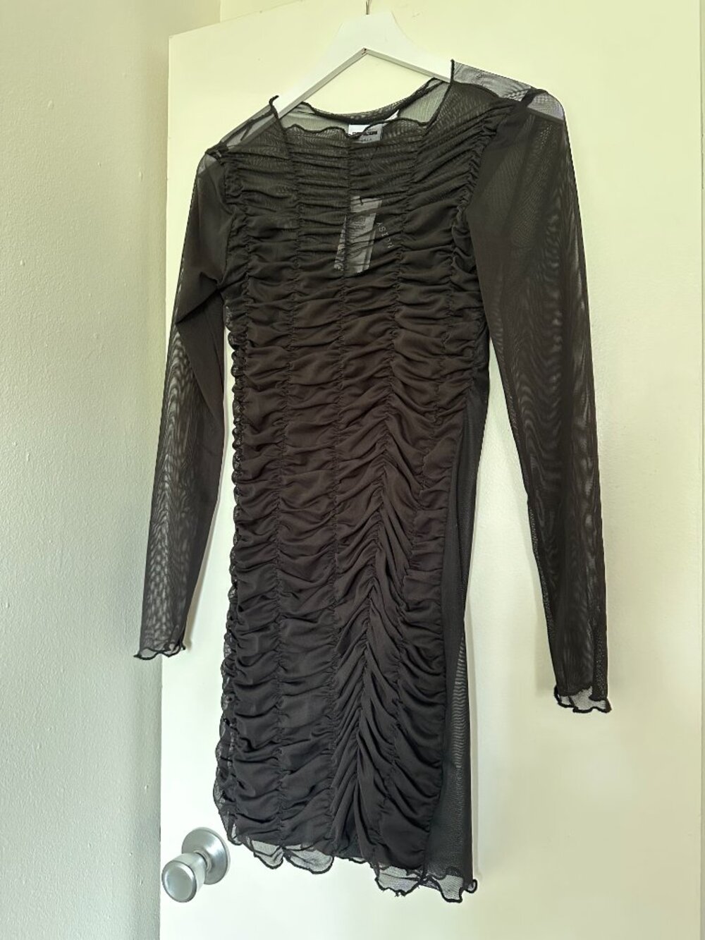 Noisy May Black Ruched Mesh Bodycon Dress